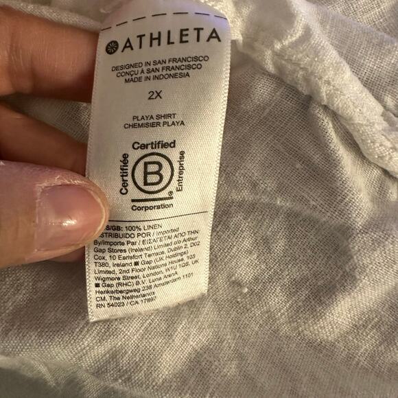 Athleta Playa Linen Shirt Button Down Long Sleeve Size 2X Lagenlook Beachy - Picture 5 of 7